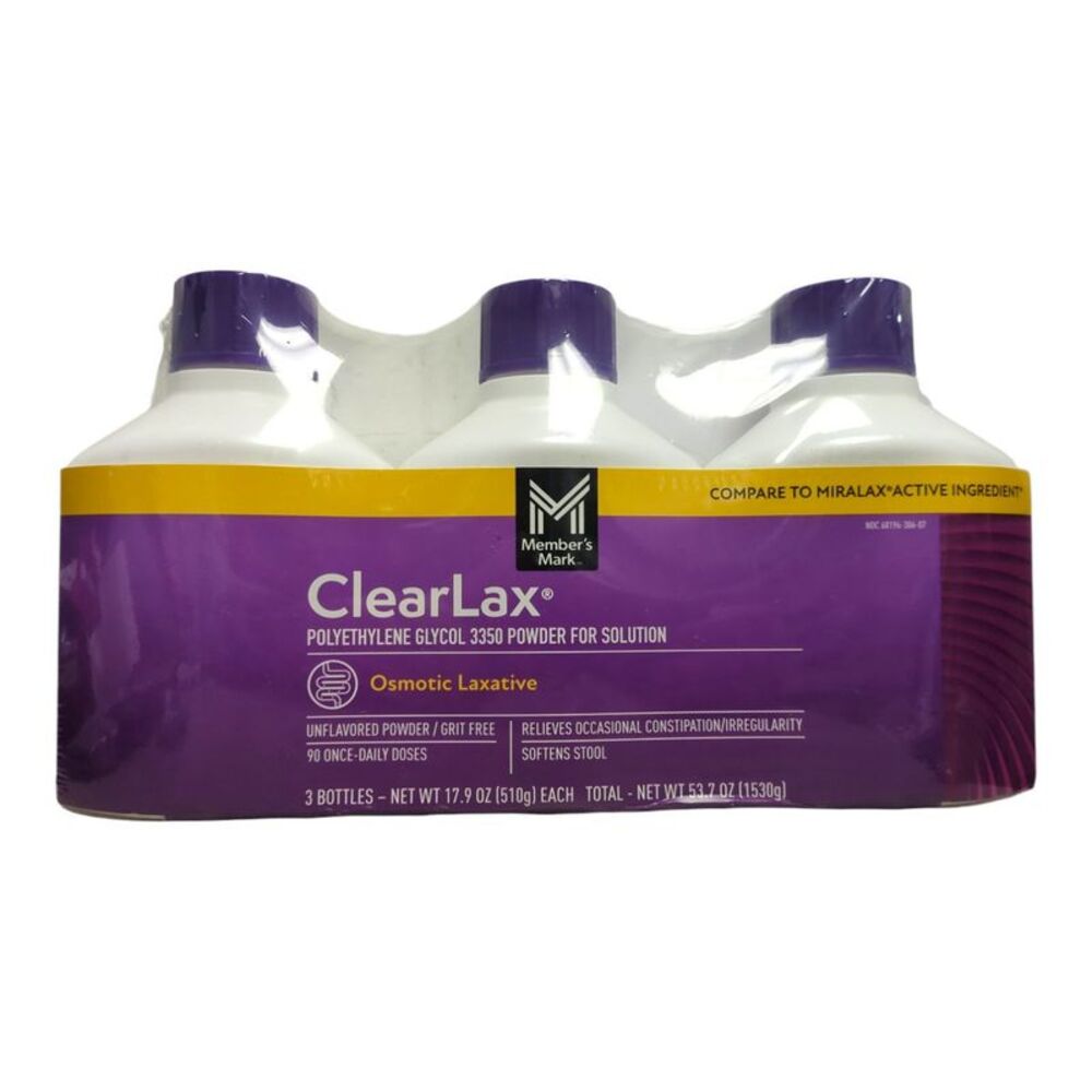 Member's Mark ClearLAX Polyethylene Glycol 3350 Powder, 17.9 oz., 3 pk.